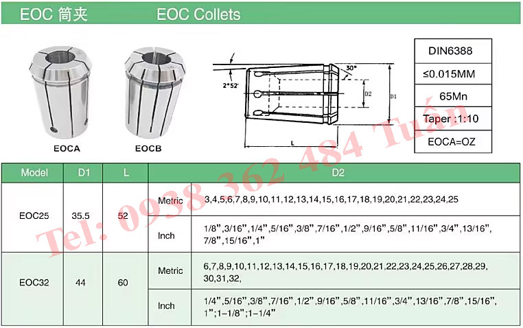 thong so collet kep chuan OZ25